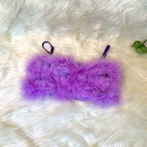 Purple Fuzzy Feather Cropped Cami Top